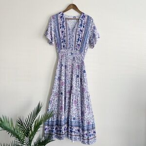 Walker & Wade Christina Amethyst Floral Maxi Dress Medium